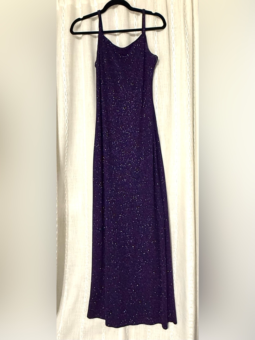 vintage Onyx Nite sparkling purple maxi gown. Circa late 1990s/2000s. Sz.8